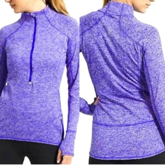 ATHLETA Running Wild Half Zip Pullover in Heathered Indigo - Picture 1 of 10